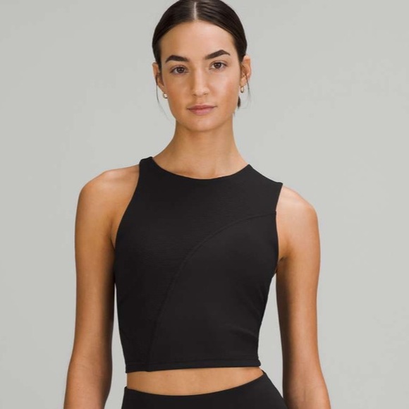 lululemon athletica Tops - Lululemon Ribbed Asymmetrical Yoga Tank Top Black size 6